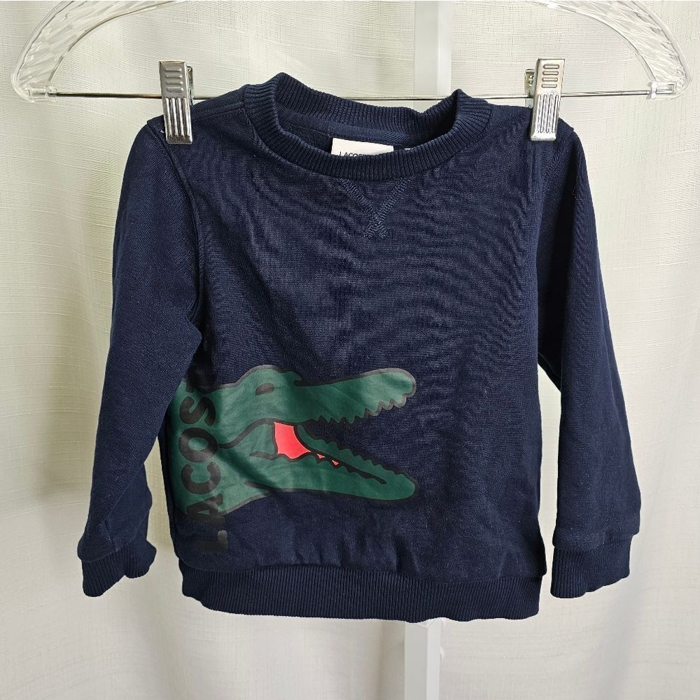 Lacoste Navy Blue Crocodile Graphic Crewneck Sweatshirt Size 3 - Picture 4 of 12